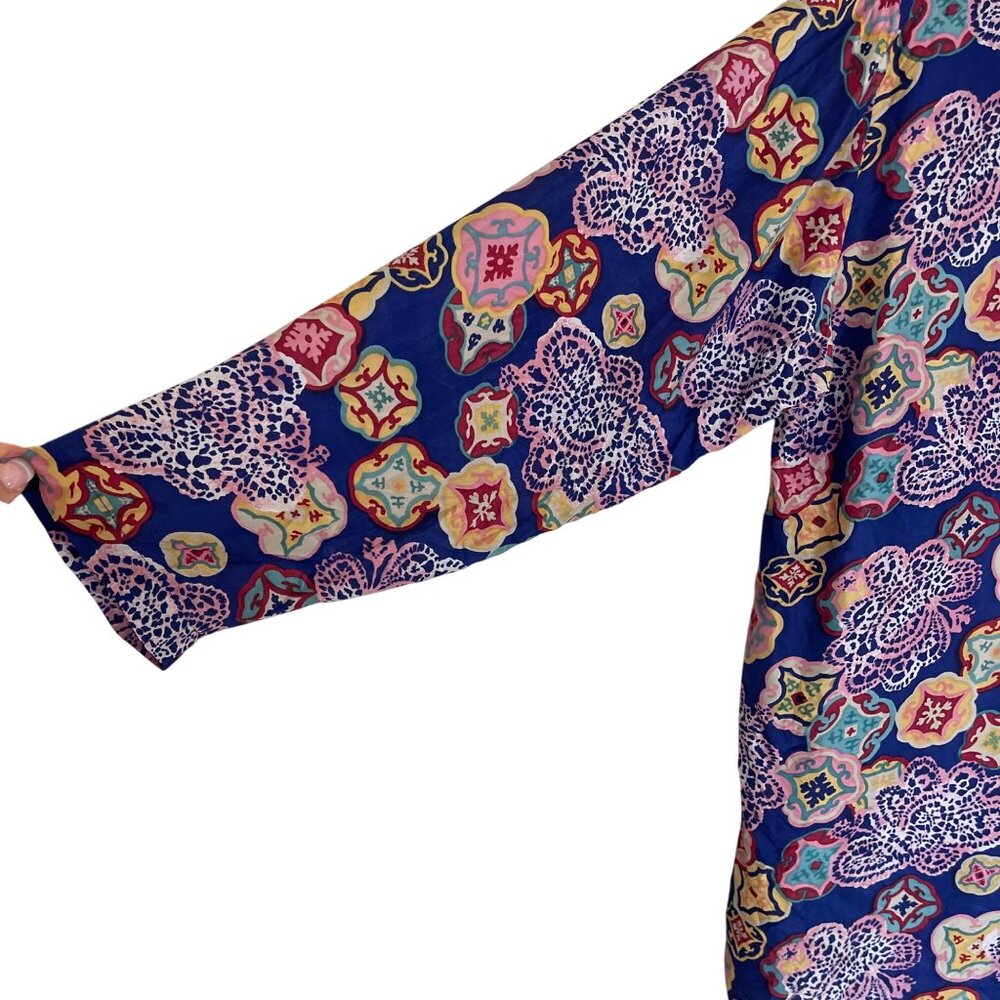 Robert Stock Limited Vintage Womens Dress Size Large Multicolor Tunic Pure Silk - Picture 9 of 11